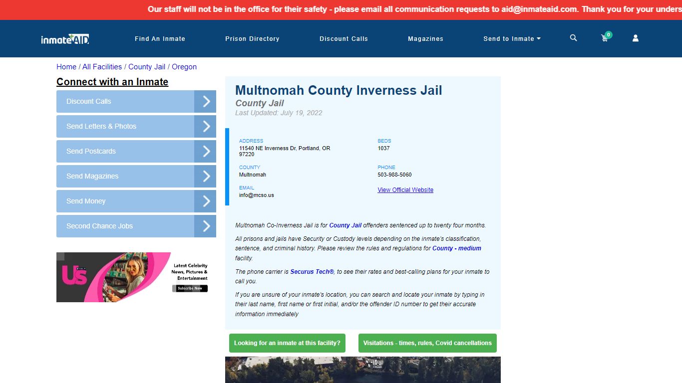 Multnomah County Inverness Jail - Inmate Locator ...